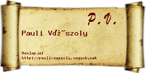 Pauli Vászoly névjegykártya
